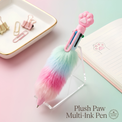 Cute Fluffy Multi-Ink Ballpoint Pen – 6-in-1 Creative Shuttle Pen for Girls