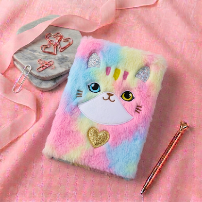 Cute Furry Animal Plush Diaries – A5 Soft Notebook Journal for Girls & Kids